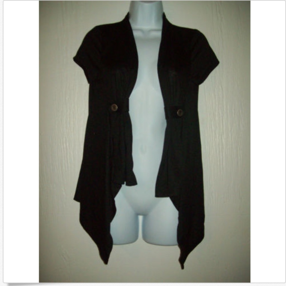 Weavers Cardigan Sz S Black Drape Front
